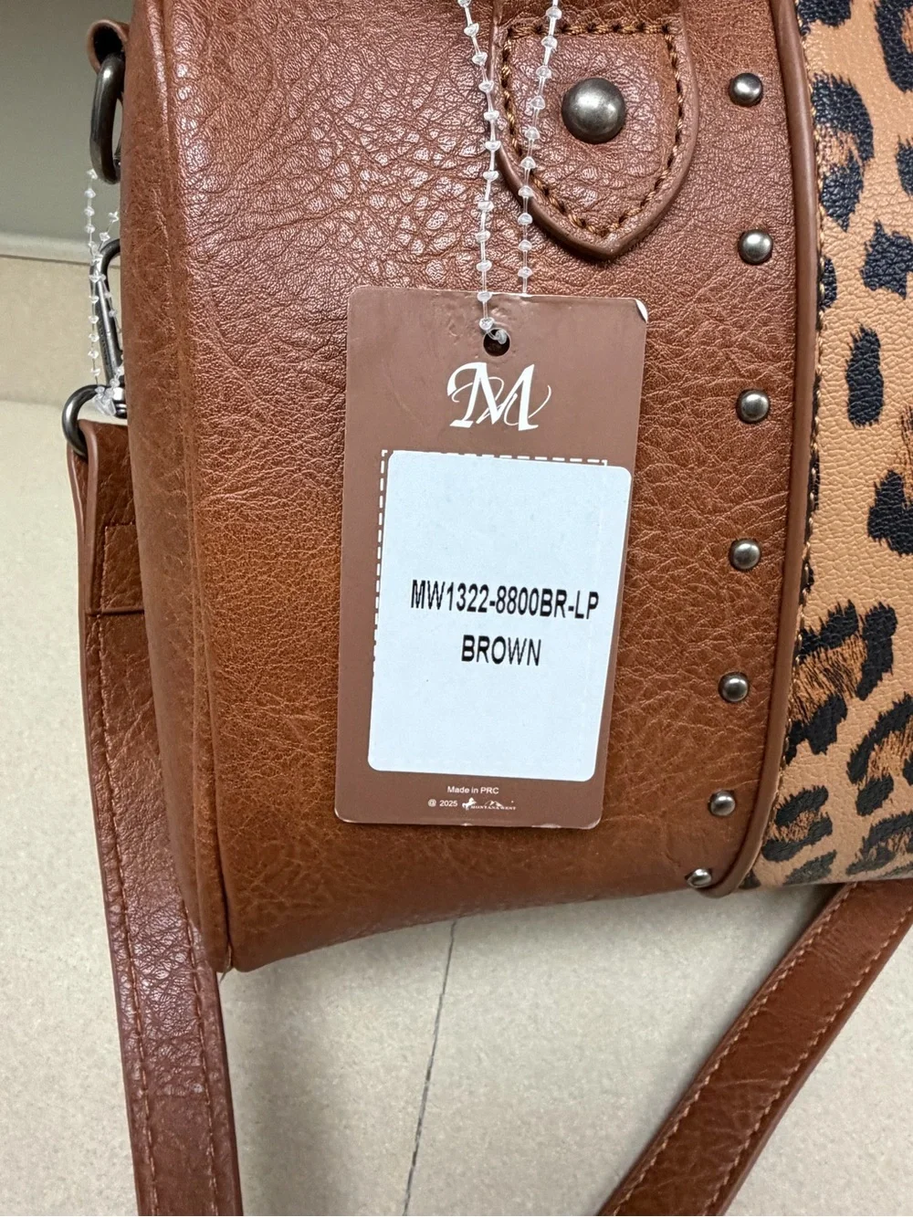 Montana West Cognac Brown Western Leopard Print Studded Satchel – New With Tags